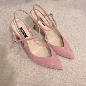 Nine West Elisa Light Pink Suede Sling back Heel Size 7